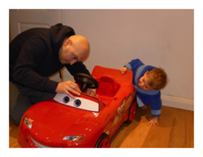 Dad prepares car