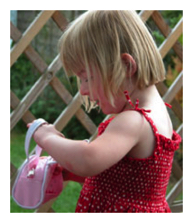 With handbag