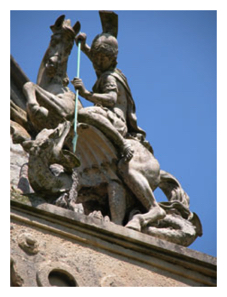 Statue on house